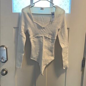 Abercrombie & Fitch Cream Ribbed Bodysuit